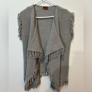 POL Gray Fringe Women's Sweater Vest
